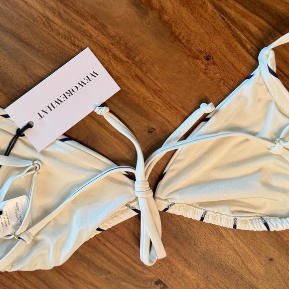 WeWoreWhat Cooper Pinstripes Bikini Top Medium - Picture 6 of 7